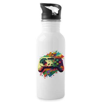 Retro Konsole - Trinkflasche mit integriertem Trinkhalm - Weiß - Rechts