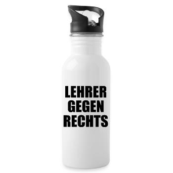 Lehrer gegen rechts - Trinkflasche mit integriertem Trinkhalm - Weiß - Rechts