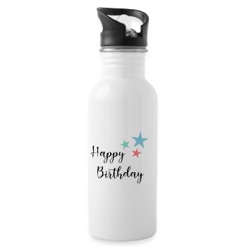 ALLES GUTE ZUM GEBURTSTAG. ALLES GUTE ZUM GEBURTSTAG. JAHRESTAG. - Trinkflasche mit integriertem Trinkhalm - Weiß - Rechts