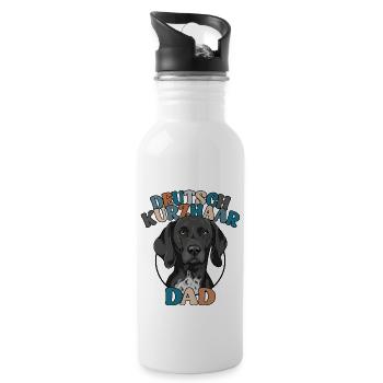 German Shorthaired Dad Dogs Hunting Dogs Wilsigns - Water bottle with straw - white - Right
