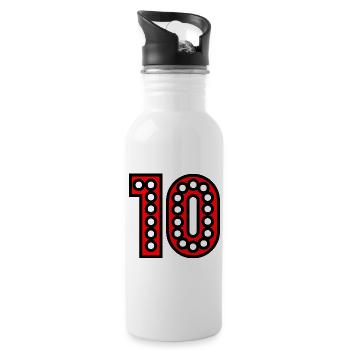 10. 10 YEARS. 10th ANNIVERSARY. 10 YEAR ANNIVERSARY. - Water bottle with straw - white - Right