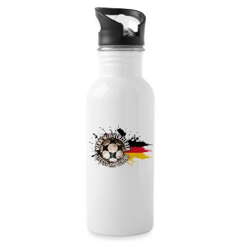 Wenn wir verlieren, liegt’s am Schiri – Fußball - Trinkflasche mit integriertem Trinkhalm - Weiß - Rechts