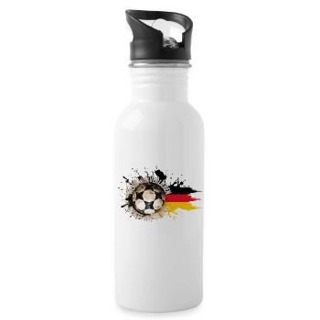 Wenn wir verlieren, liegt’s am Schiri – Fußball - Trinkflasche mit integriertem Trinkhalm - Weiß - Rechts