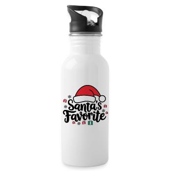 Santa's Favorite Santa Hat - Water bottle with straw - white - Right