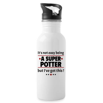 Not easy to be a super - Water bottle with straw - white - Right