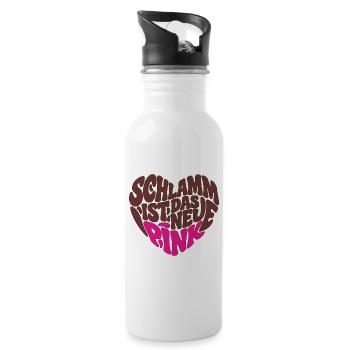 Schlamm ist das neue Pink - Herz Form - Herzform - Trinkflasche mit integriertem Trinkhalm - Weiß - Rechts