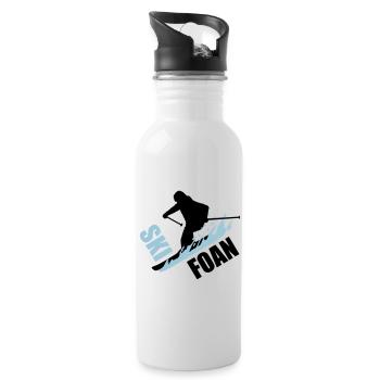 Ski, ski foan, skifoan - Trinkflasche mit integriertem Trinkhalm - Weiß - Rechts