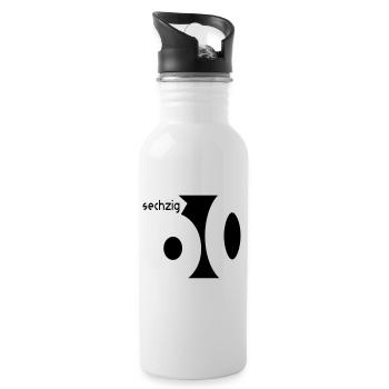60. Geburtstag - Trinkflasche mit integriertem Trinkhalm - Weiß - Rechts