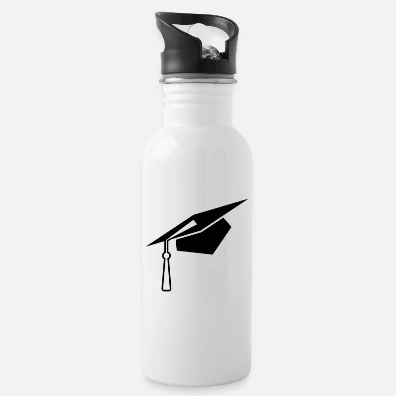 Student symbol - Trinkflasche mit integriertem Trinkhalm - Weiß