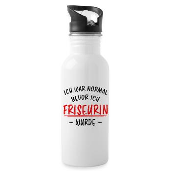 Friseurin Beruf Friseur Lustiger Spruch Geschenk - Trinkflasche mit integriertem Trinkhalm - Weiß - Rechts