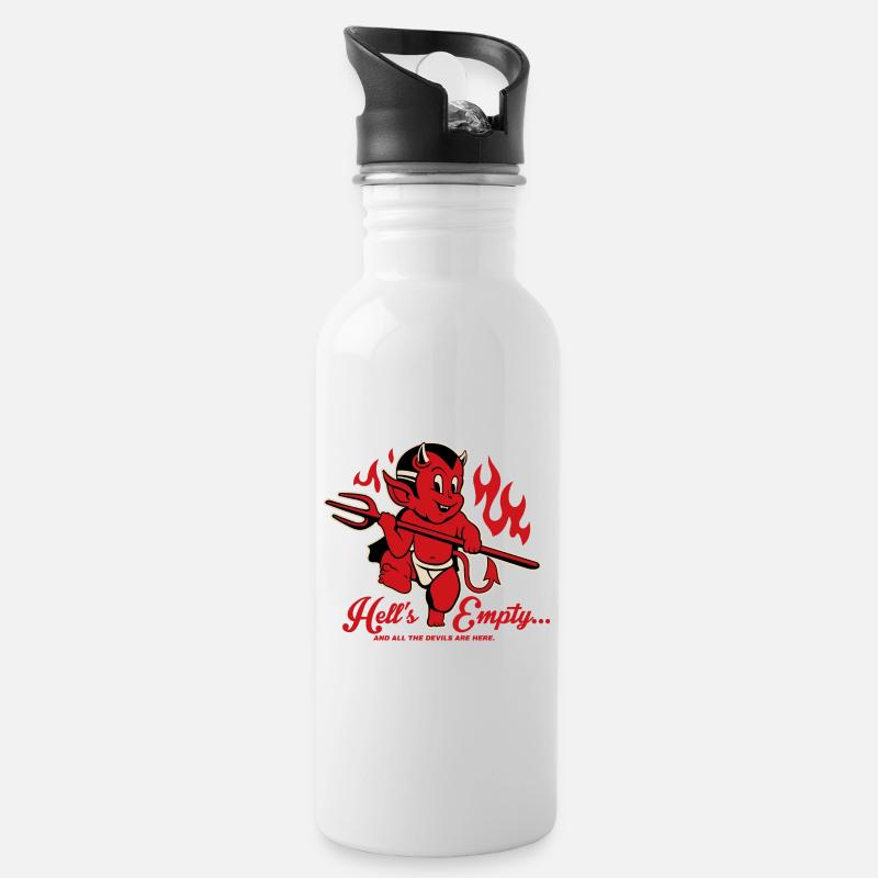 Teufel und humor - Trinkflasche mit integriertem Trinkhalm - Weiß