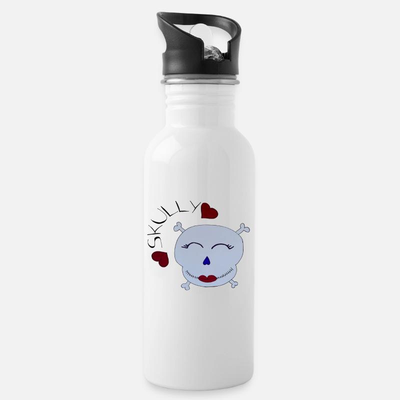 Skully - Trinkflasche mit integriertem Trinkhalm - Weiß