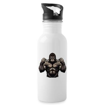Musculation Gorilla Muscles - Gourde avec paille intégrée - blanc - Droite