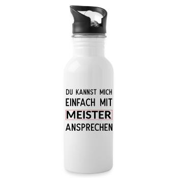 Du kannst mich einfach mit Meister ansprechen - Trinkflasche mit integriertem Trinkhalm - Weiß - Rechts