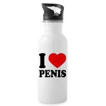 I love penis - Water bottle with straw - white - Right