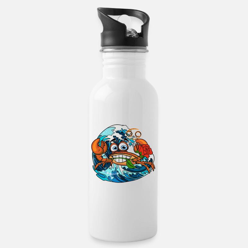 "Cancer" - Water bottle with straw - white