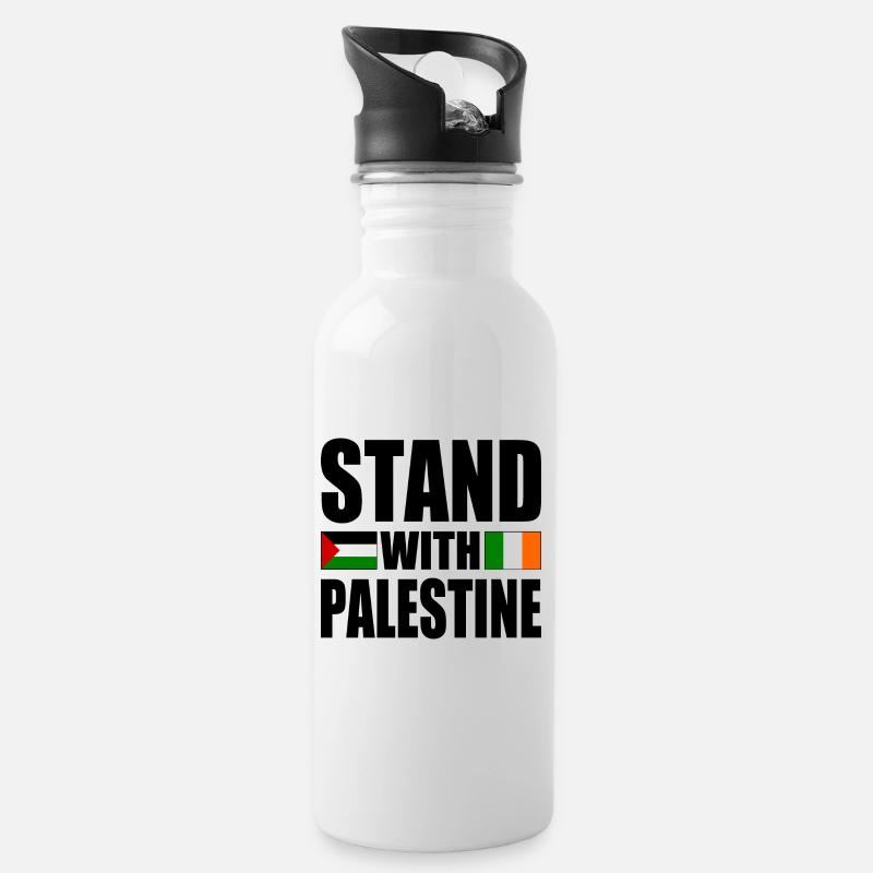 Stand with palestine - Gourde avec paille intégrée - blanc
