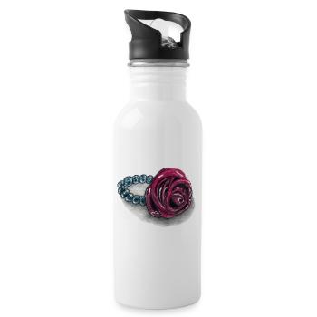 Cœur de rose avec des perles - Gourde avec paille intégrée - blanc - Droite