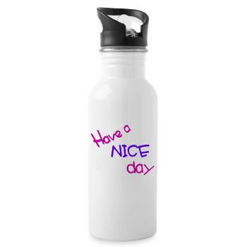 Have a nice day - Trinkflasche mit integriertem Trinkhalm - Weiß - Rechts
