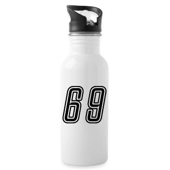 69 Zahl nummer - Trinkflasche mit integriertem Trinkhalm - Weiß - Rechts