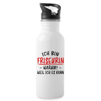 Friseurin Beruf Friseur Lustiger Spruch Geschenk - Trinkflasche mit integriertem Trinkhalm - Weiß - Rechts