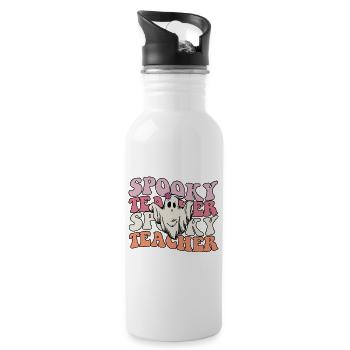 Teacher Halloween Ghost Spooky Teacher - Water bottle with straw - white - Right