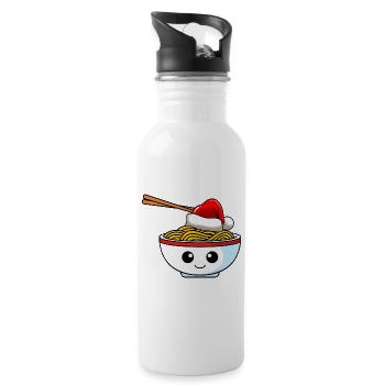 Nudeln Weihnachten Comic Xmas - Trinkflasche mit integriertem Trinkhalm - Weiß - Rechts