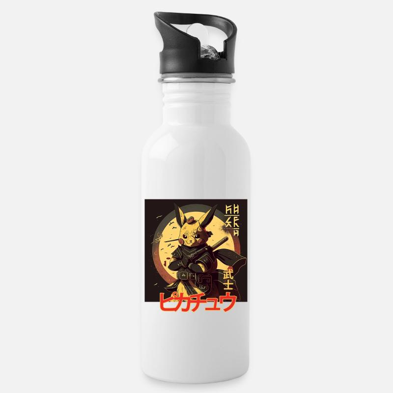 ILLUSTRATION JAPANISCHER ZEICHEN - Trinkflasche mit integriertem Trinkhalm - Weiß