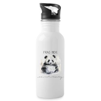 Funny Panda - es ist Montag - Trinkflasche mit integriertem Trinkhalm - Weiß - Rechts