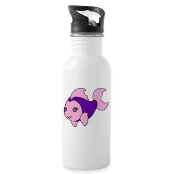 Kleiner süßer Fisch - Trinkflasche mit integriertem Trinkhalm - Weiß - Rechts