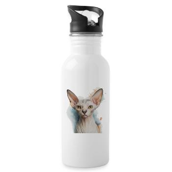 Sphynx Katze für Katzenliebhaber - Trinkflasche mit integriertem Trinkhalm - Weiß - Rechts
