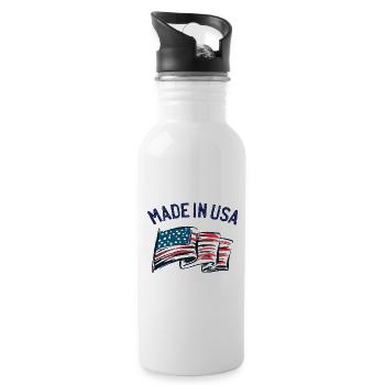 Made in USA États-Unis États-Unis drapeau américain - Gourde avec paille intégrée - blanc - Droite