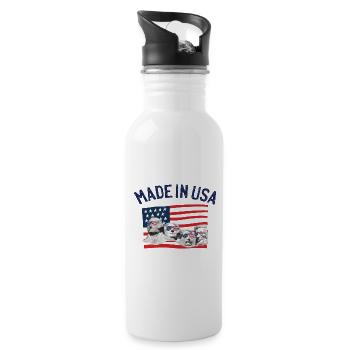 Made in USA États-Unis États-Unis drapeau américain - Gourde avec paille intégrée - blanc - Droite