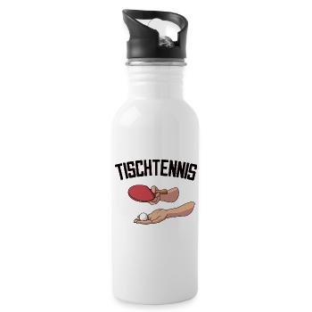 Aufschlag Tischtennisball Tischtennisspieler - Trinkflasche mit integriertem Trinkhalm - Weiß - Rechts