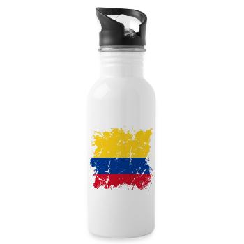 Kolumbien Flagge Vintage Kolumbianische Fahne - Trinkflasche mit integriertem Trinkhalm - Weiß - Rechts