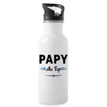 Papy au top Cadeau drôle de grand-père - Gourde avec paille intégrée - blanc - Droite