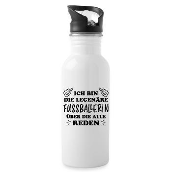 Fußballerin Spruch Sport Lustiger Fußball Geschenk - Trinkflasche mit integriertem Trinkhalm - Weiß - Rechts
