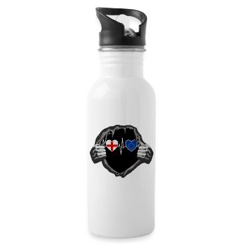 England und Europäische Union EU Fahne Flaggen - Trinkflasche mit integriertem Trinkhalm - Weiß - Rechts