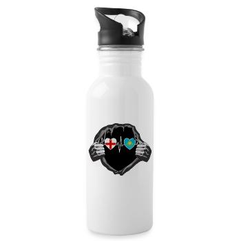 England und Kasachstan Kazakhstan Kasache Flaggen - Trinkflasche mit integriertem Trinkhalm - Weiß - Rechts