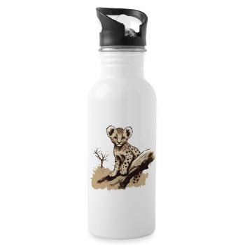 Baby Gepard Wildkatze Tiere Afrika Wildnis - Trinkflasche mit integriertem Trinkhalm - Weiß - Rechts