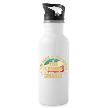 2010 Birthday Born In 2010 Retro Vintage - Water bottle with straw - white - Right
