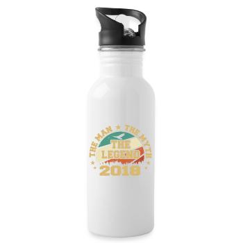 2018 Geburtstag geboren im Jahr 2018 Retro Vintage - Trinkflasche mit integriertem Trinkhalm - Weiß - Rechts