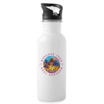 Mykonos Tour Palmen - Trinkflasche mit integriertem Trinkhalm - Weiß - Rechts
