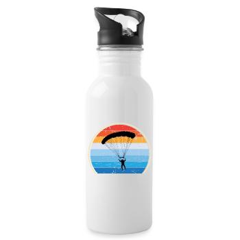 Retro Fallschirm Fallschirmspringen Skydiving - Trinkflasche mit integriertem Trinkhalm - Weiß - Rechts