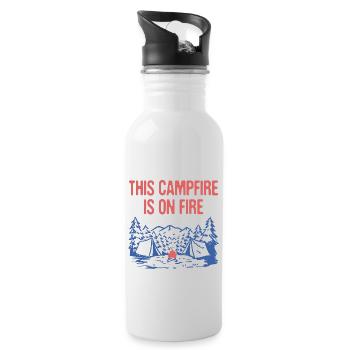 This Campfire Is on Fire Camping Dad Jokes Camper - Trinkflasche mit integriertem Trinkhalm - Weiß - Rechts