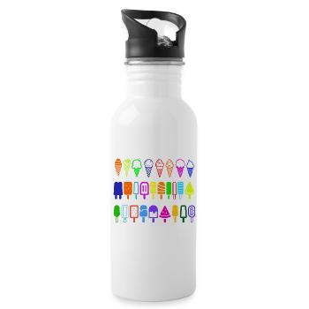 Eis am Stil in vielen Farben - Trinkflasche mit integriertem Trinkhalm - Weiß - Rechts