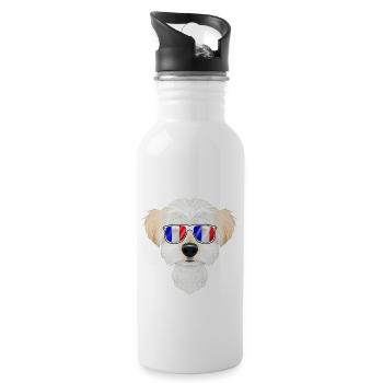 Maltese France Sunglasses I French Flag - Trinkflasche mit integriertem Trinkhalm - Weiß - Rechts