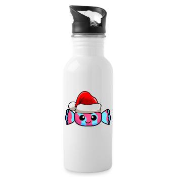 Bonbons Weihnachten Comic Xmas - Trinkflasche mit integriertem Trinkhalm - Weiß - Rechts