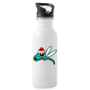 Drachenfliege Weihnachten libelle - Trinkflasche mit integriertem Trinkhalm - Weiß - Rechts