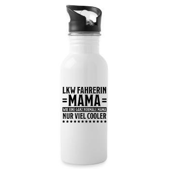 LKW Fahrerin Spruch Fun Lastwagenfahrerin Geschenk - Trinkflasche mit integriertem Trinkhalm - Weiß - Rechts